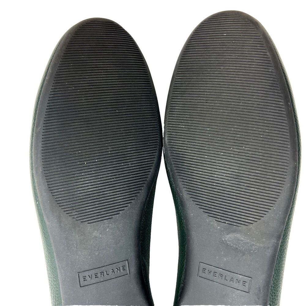 Everlane The Italian Leather Day Glove Flats Womens Size 8 Dark Green Shoes - Picture 13 of 14